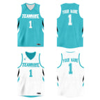 Custom Aqua White Double Side Tops Athletic Basketball Jersey
