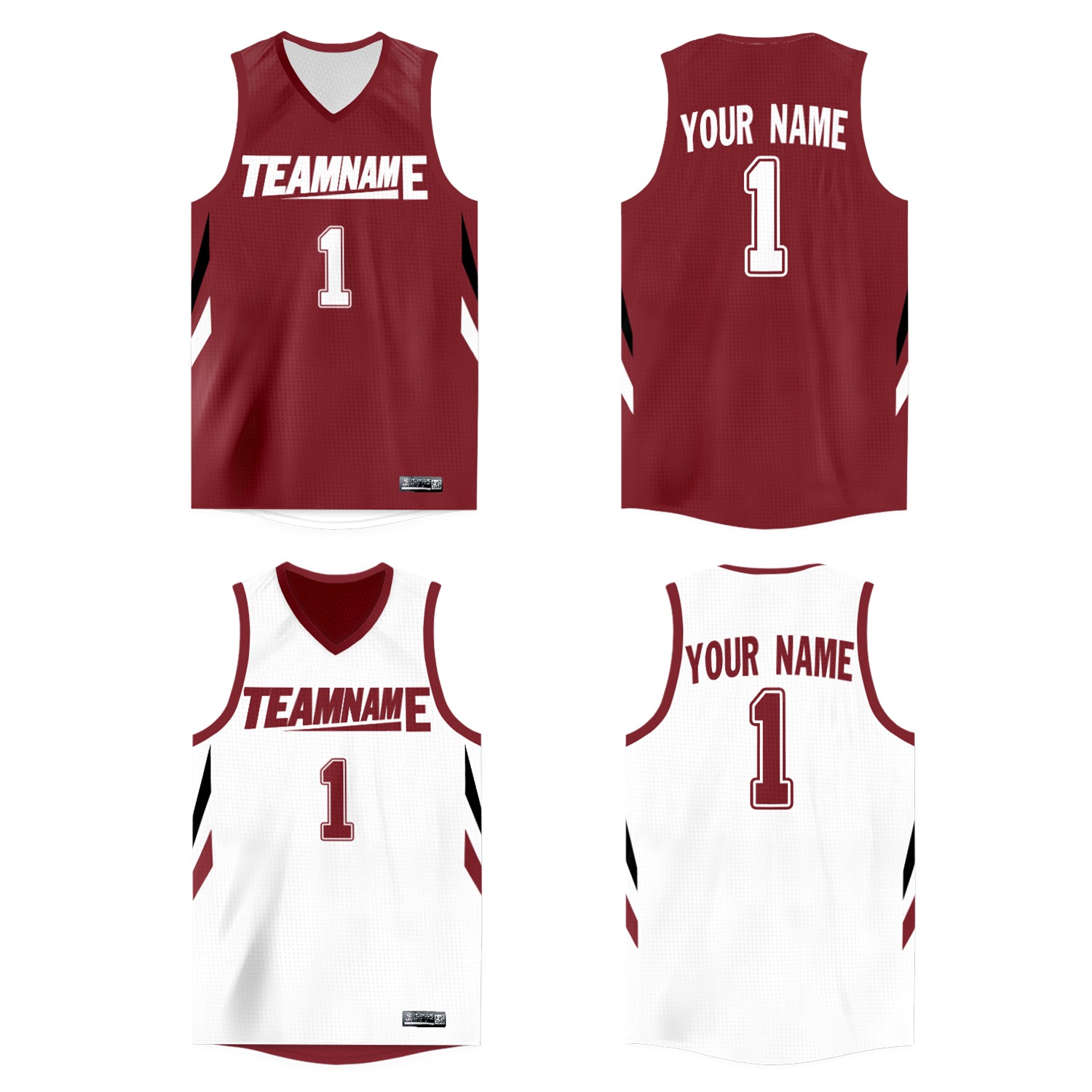 Custom Crimson White Double Side Tops Athletic Basketball Jersey Main image