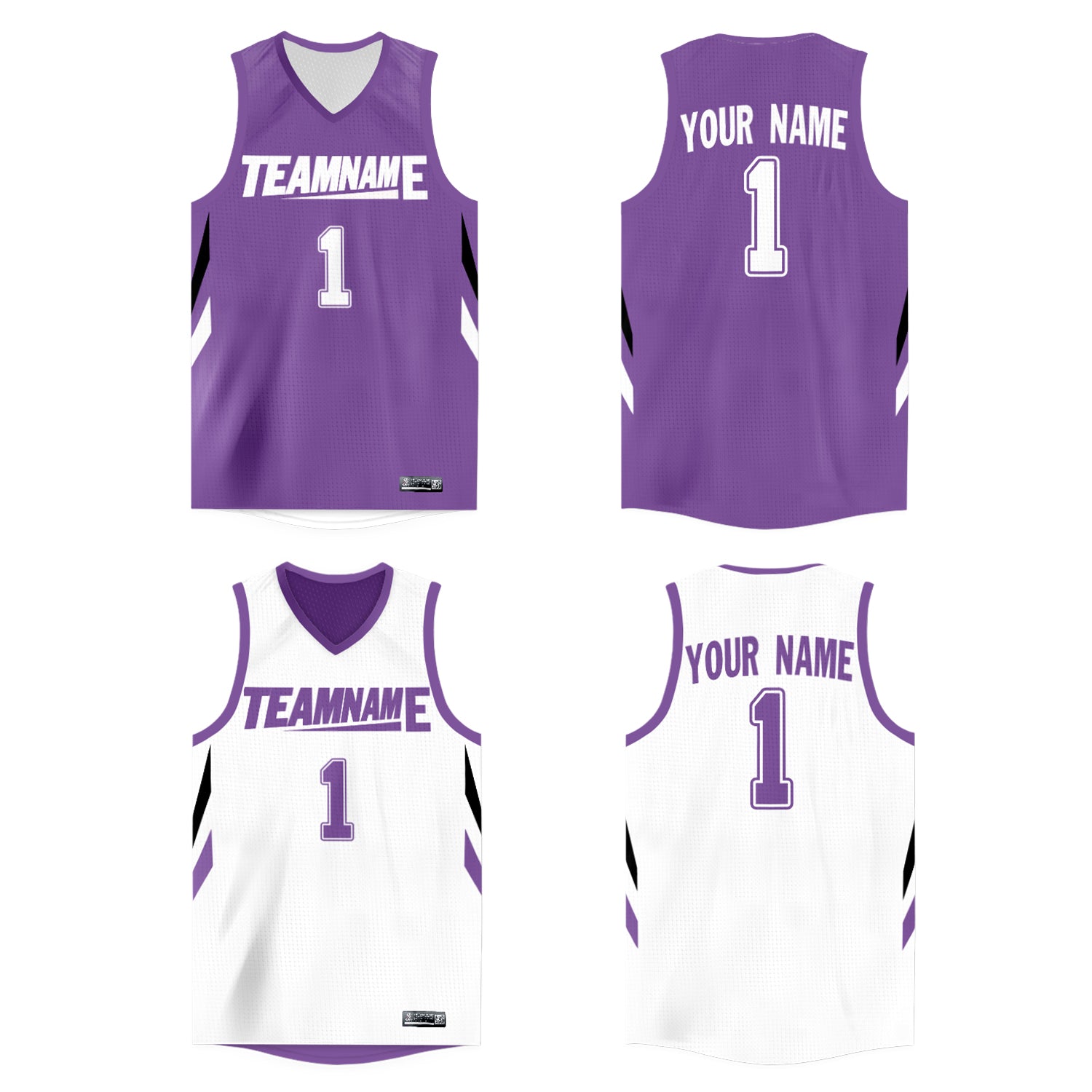 Custom Purple White Double Side Tops Athletic Basketball Jersey Main image