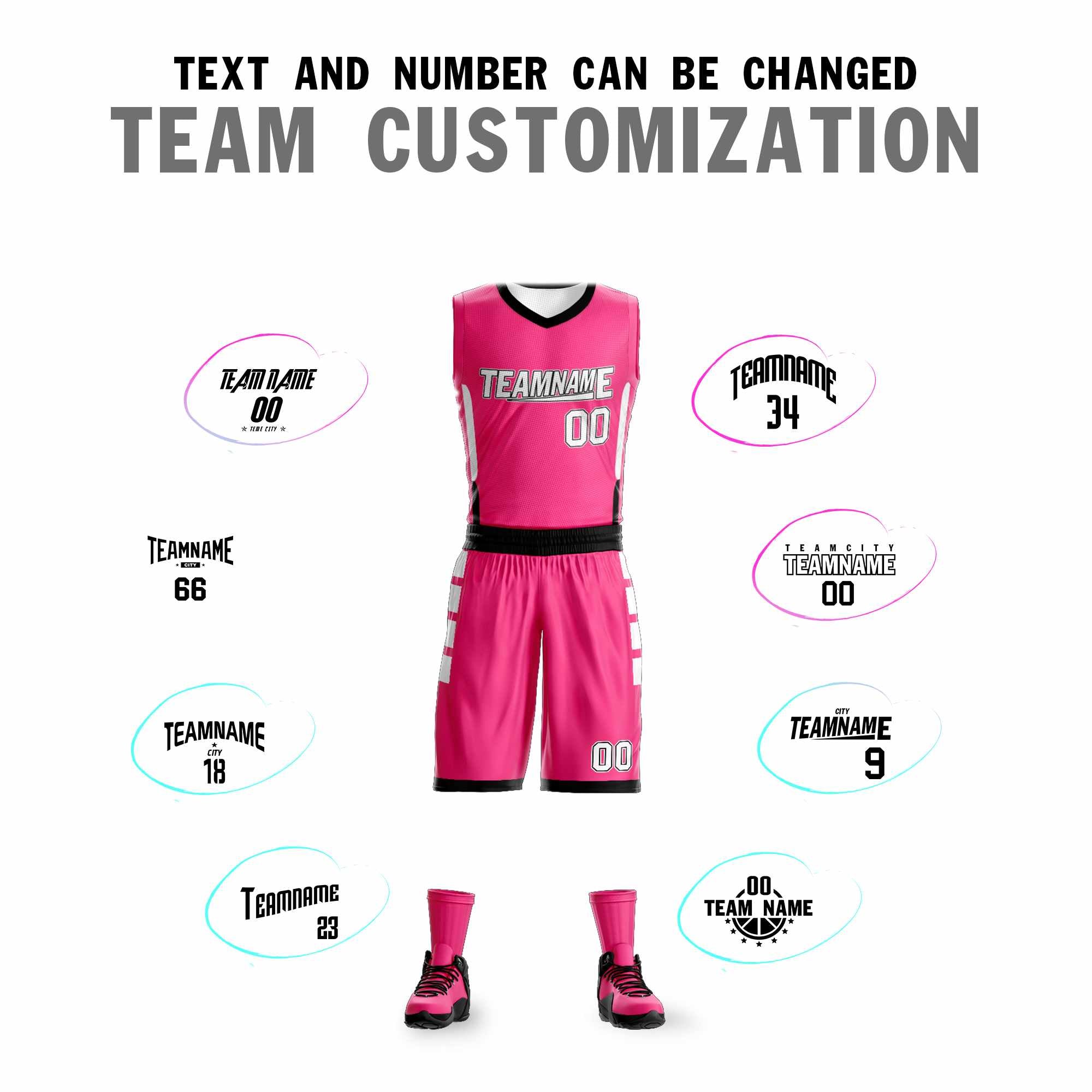 Custom Pink White Double Side Sets Design Sportswear Basketball Jersey Secondary image