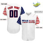 Custom White Navy-Red American Flag Authentic Baseball Jersey
