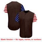Custom Brown White-Navy American Flag Authentic Baseball Jersey