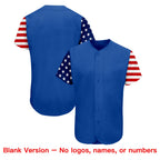 Custom Royal White-Red American Flag Authentic Baseball Jersey