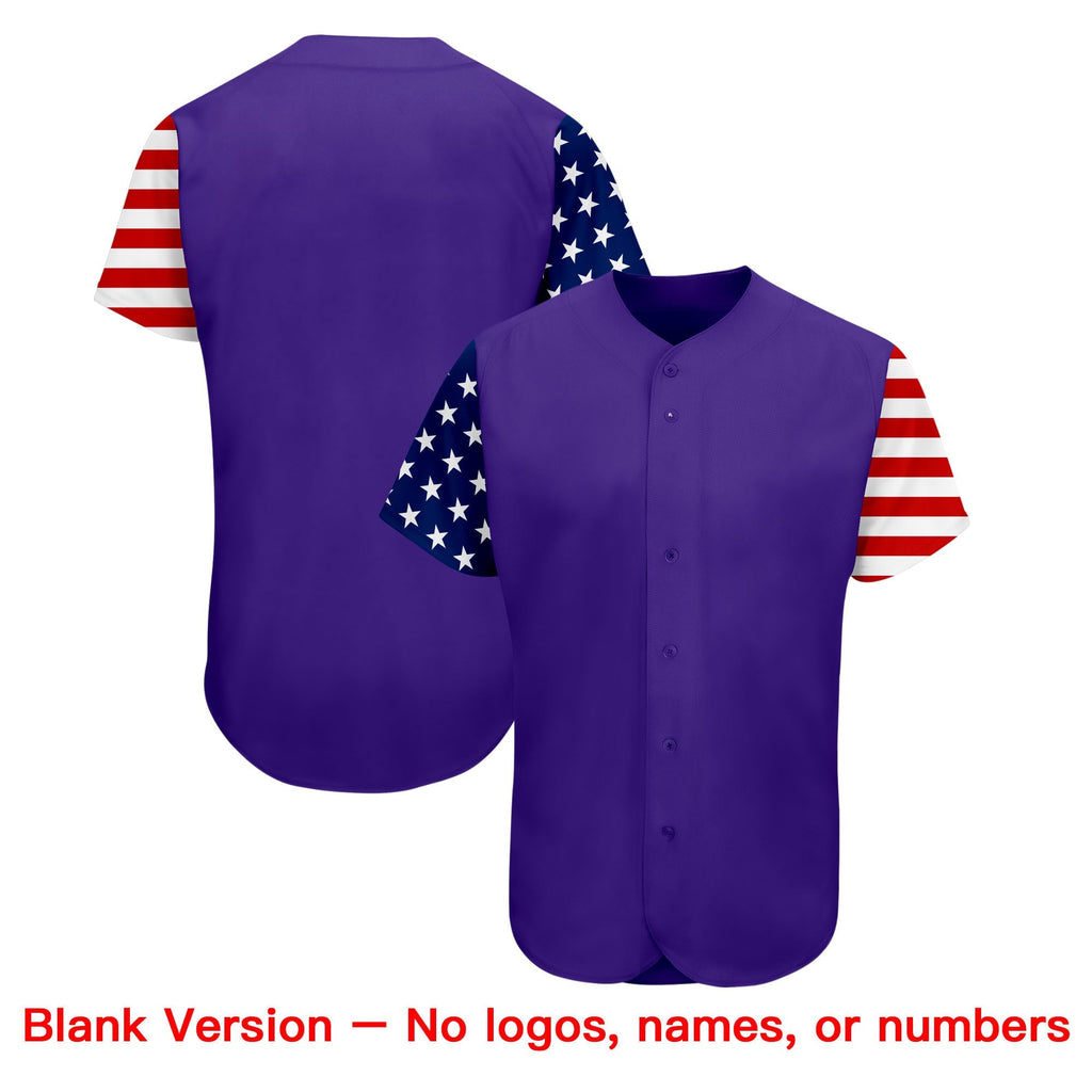 Custom Purple White-Red American Flag Authentic Baseball Jersey