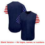 Custom Navy White-Red American Flag Authentic Baseball Jersey