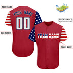 Custom Red White-Navy American Flag Authentic Baseball Jersey