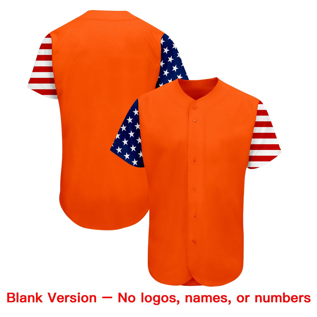 Custom Orange White-Navy American Flag Authentic Baseball Jersey