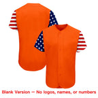 Custom Orange White-Navy American Flag Authentic Baseball Jersey