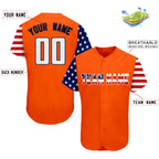 Custom Orange White-Navy American Flag Authentic Baseball Jersey