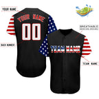 Custom Black White-Red American Flag Authentic Baseball Jersey