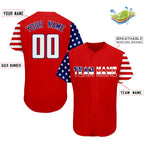 Custom Red White-Navy American Flag Authentic Baseball Jersey