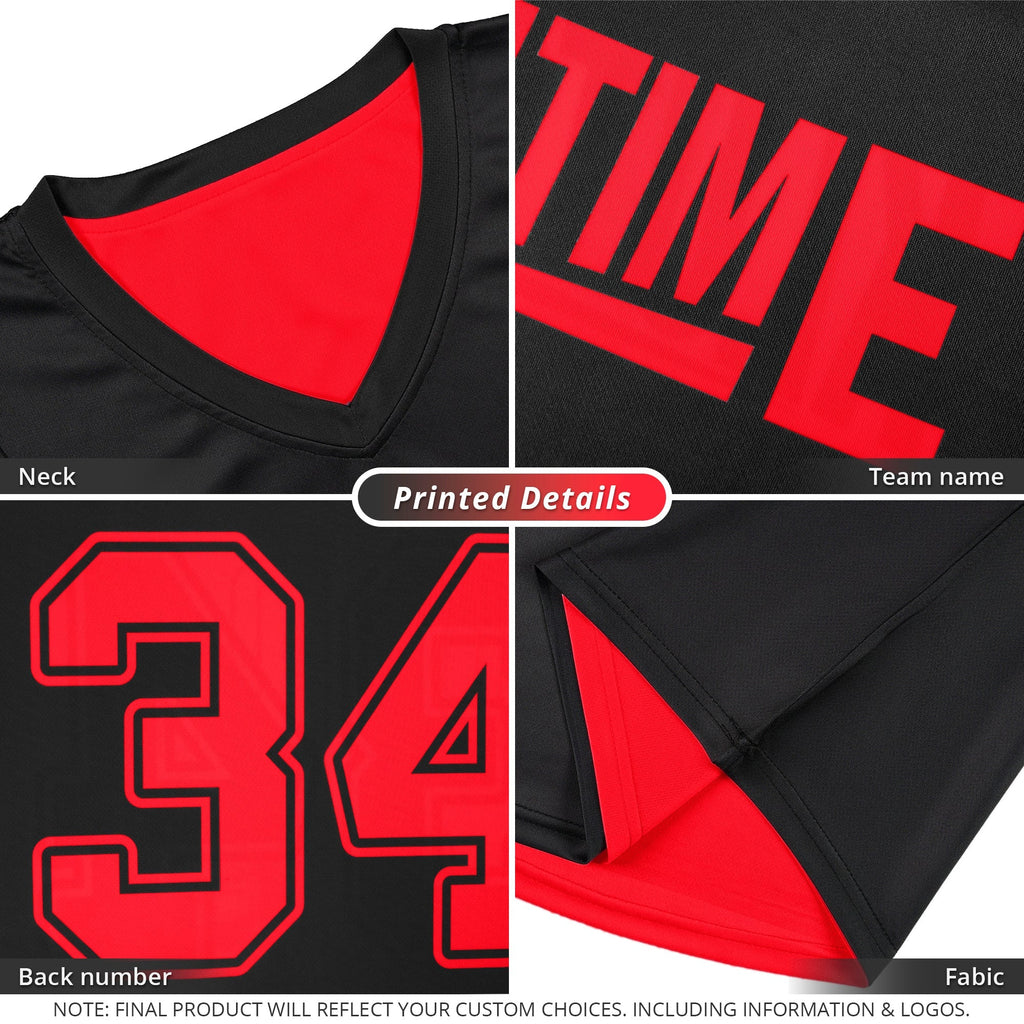 Custom Black Red Double Side Tops Athletic Basketball Jersey