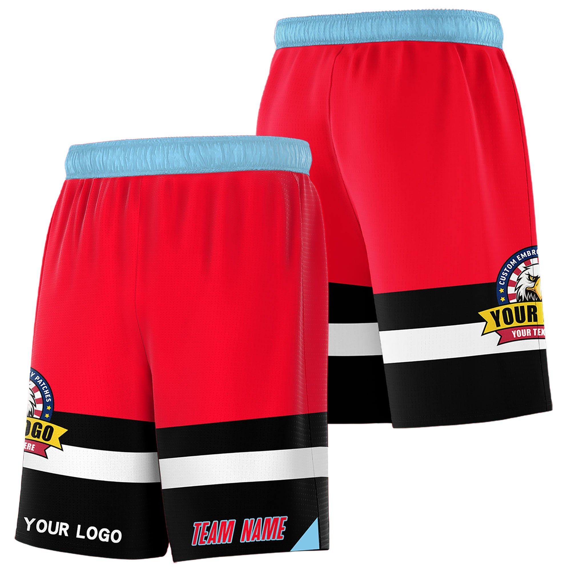 Fans-Made | Custom Red Black-Light Blue Basketball Shorts-Arizona Driven – Available for Reorder Main image
