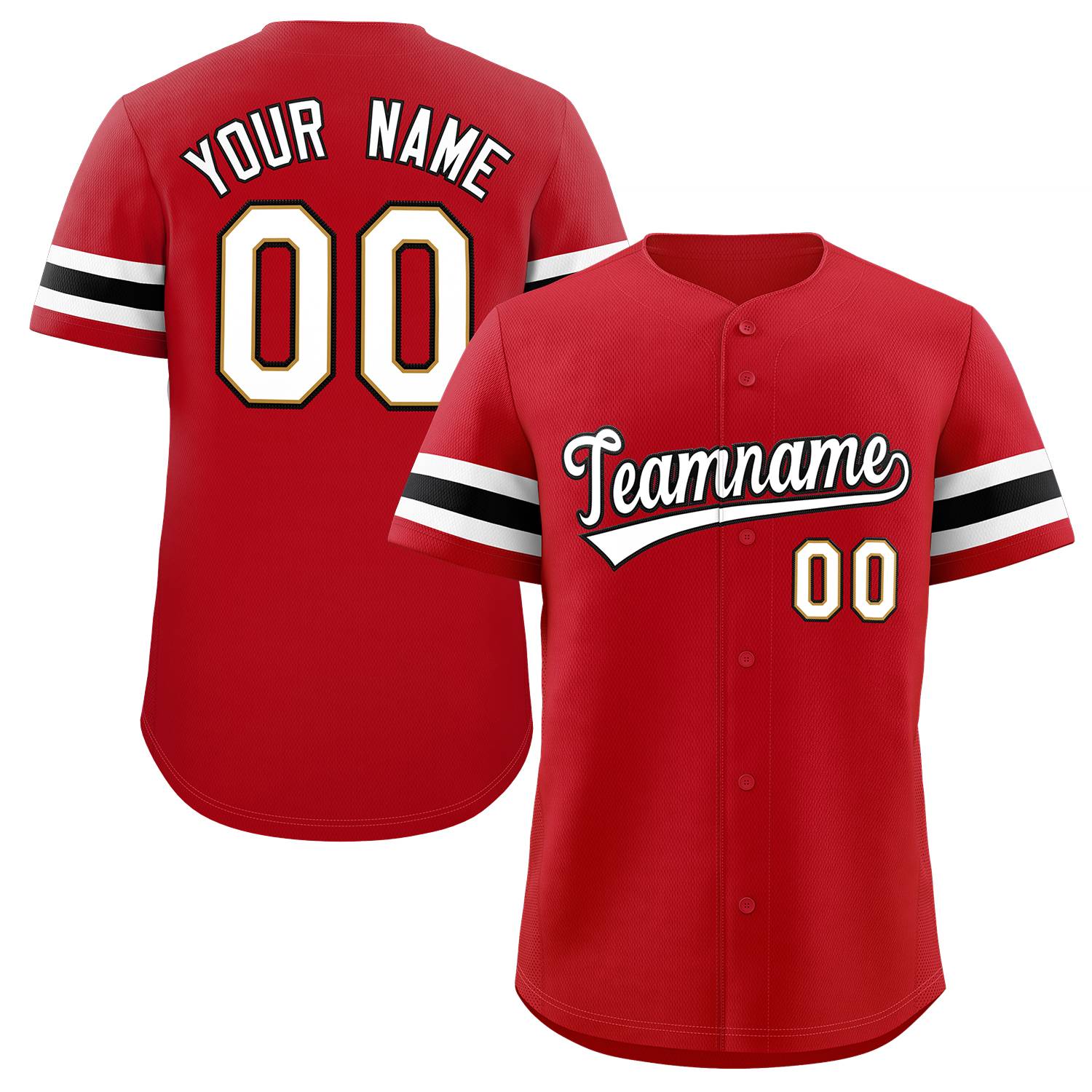 Custom Red White-Black Classic Style Authentic Baseball Jersey Main image