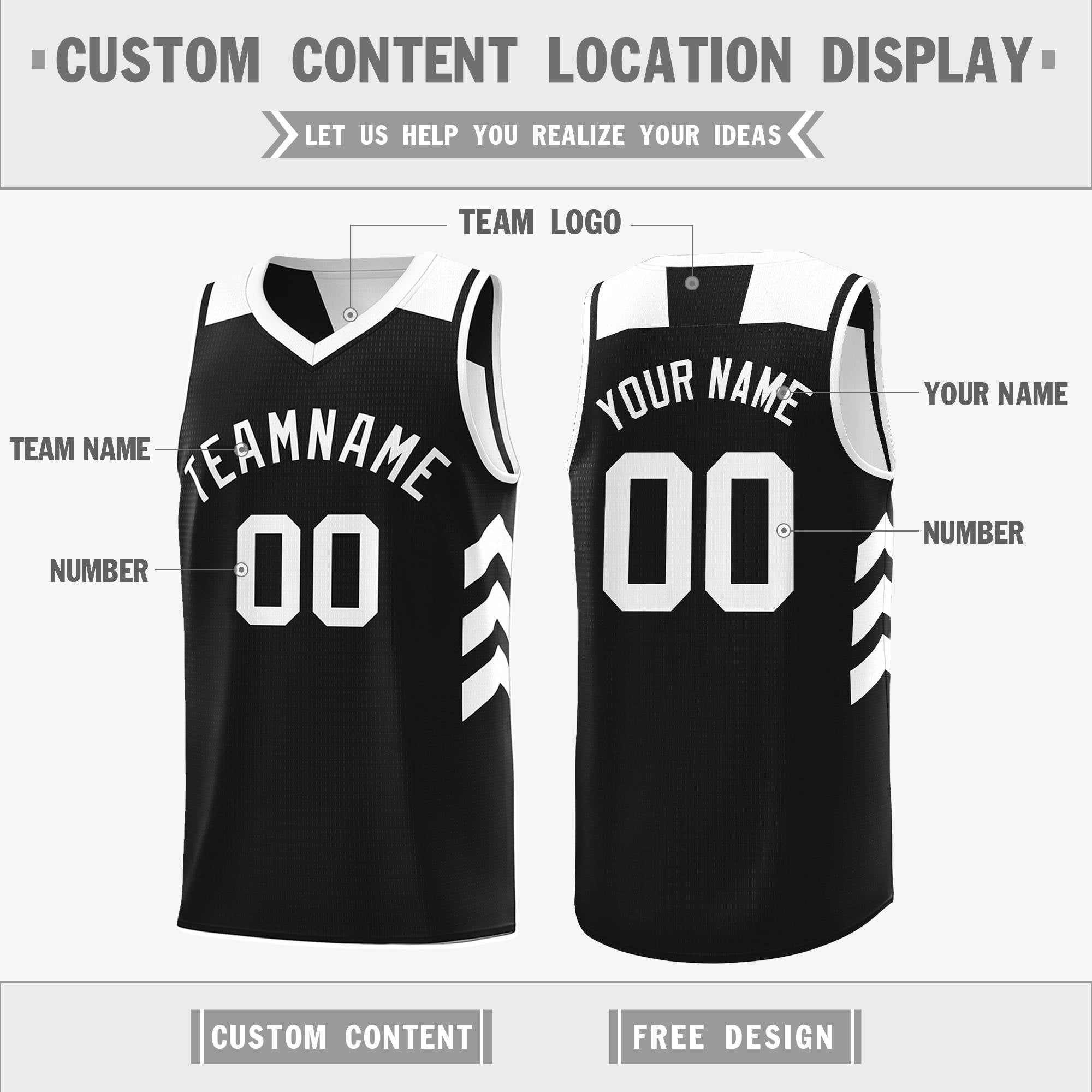 Custom Black White Reversible Tops Basketball Jersey | Custom Reversible Basketball Jerseys with Numbers