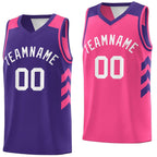Custom Purple Pink-White Reversible Double Side Tops Basketball Jersey