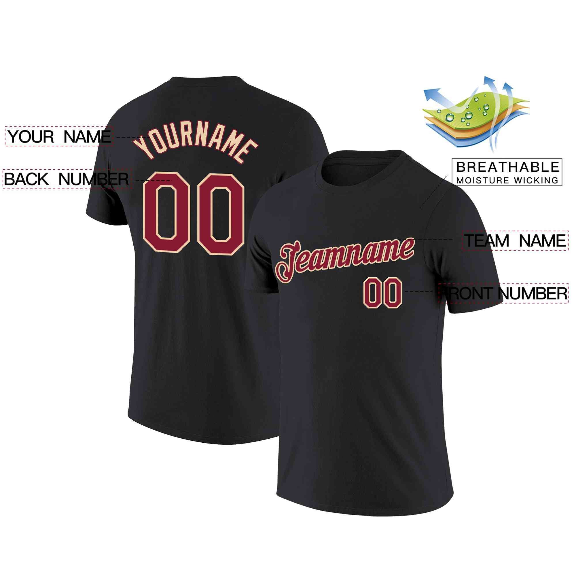 Custom Black Red-Gold Classic Style Crew neck T-Shirts Full Sublimated Secondary image