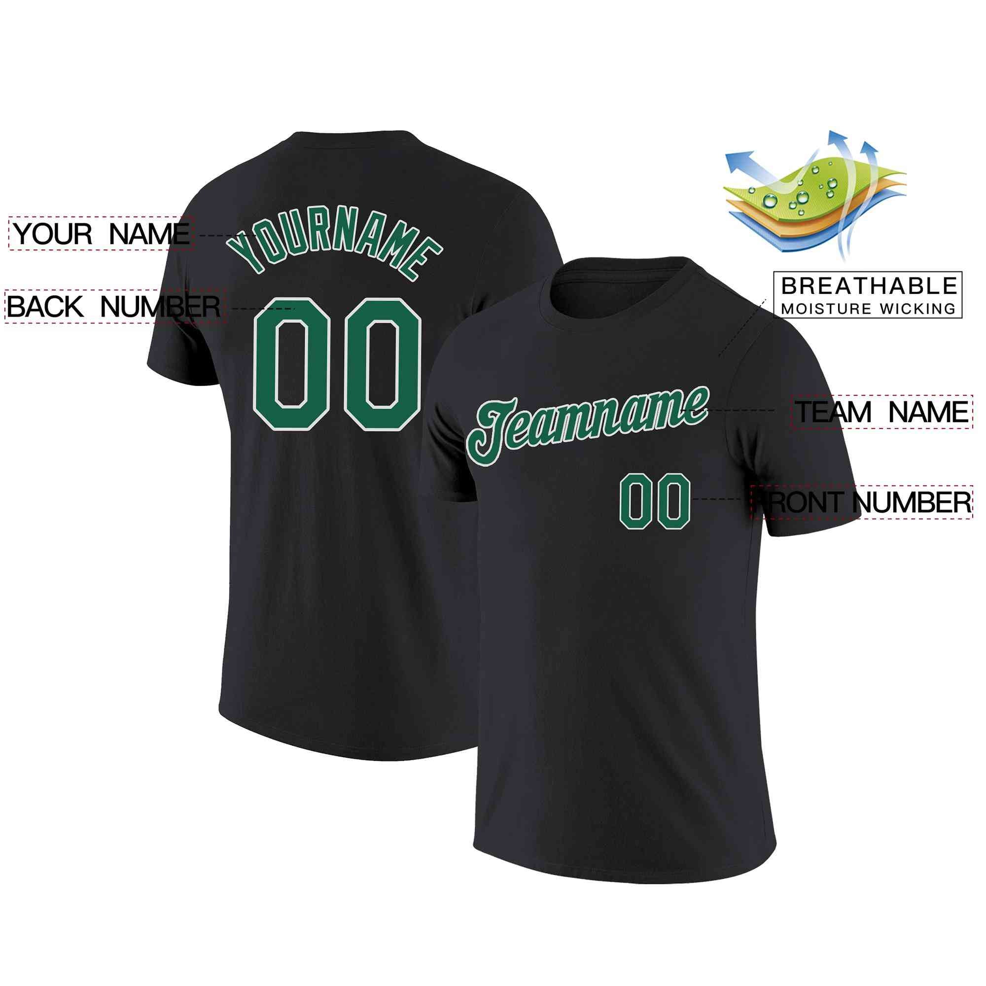 Custom Black Green-White Classic Style Crew neck T-Shirts Full Sublimated Secondary image