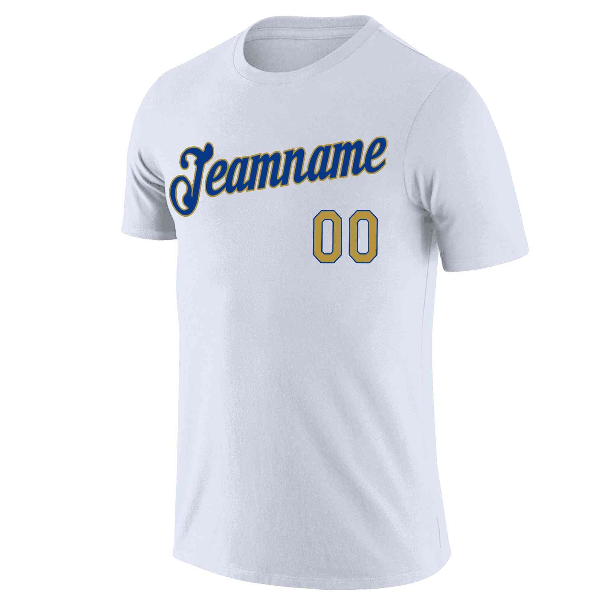 Custom White Royal-Gold Classic Style Crew neck T-Shirts Full Sublimated Main image