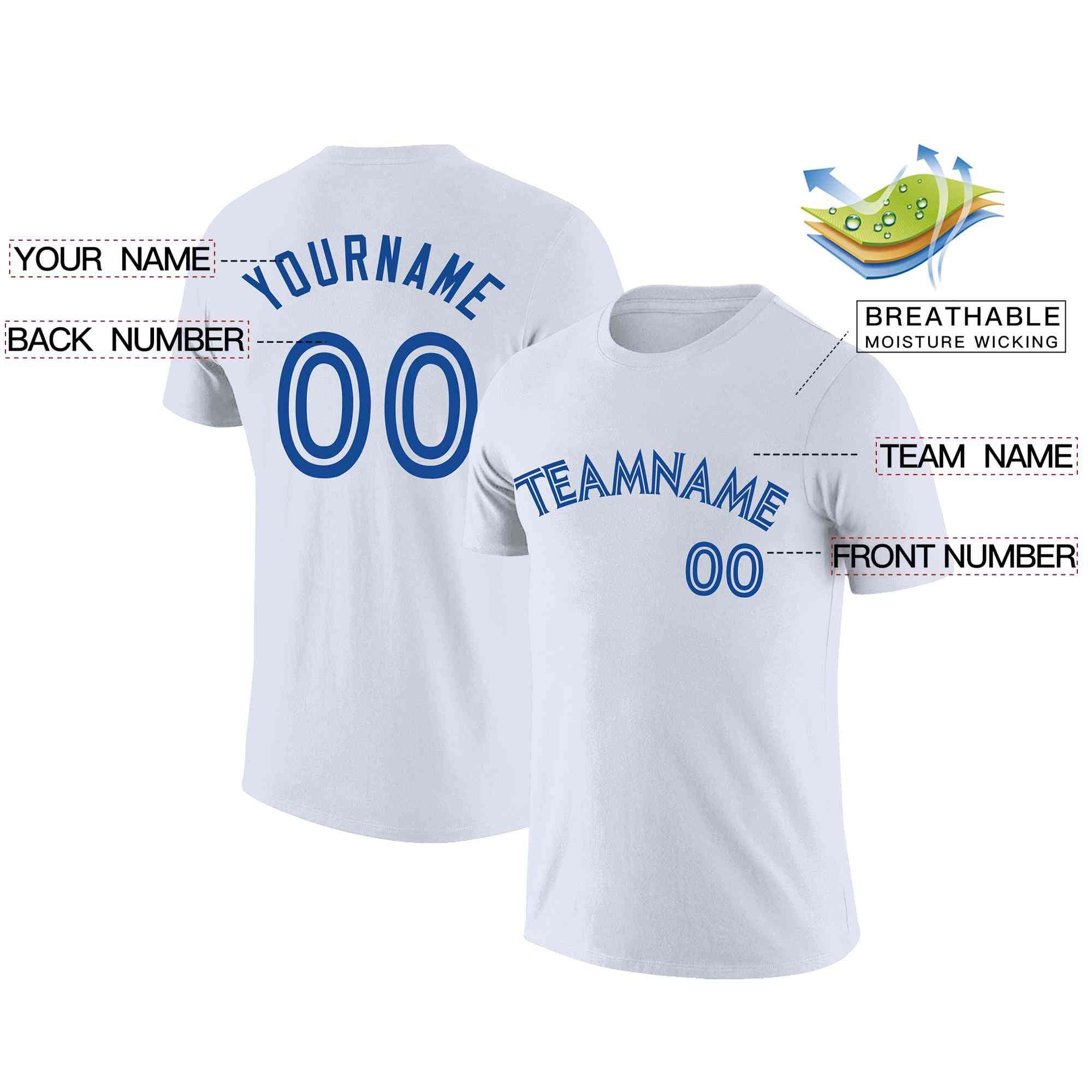 Custom White Royal Classic Style Crew neck T-Shirts Full Sublimated Secondary image
