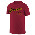 Custom Crimson Black-Yellow Classic Style Crew neck T-Shirts Full Sublimated