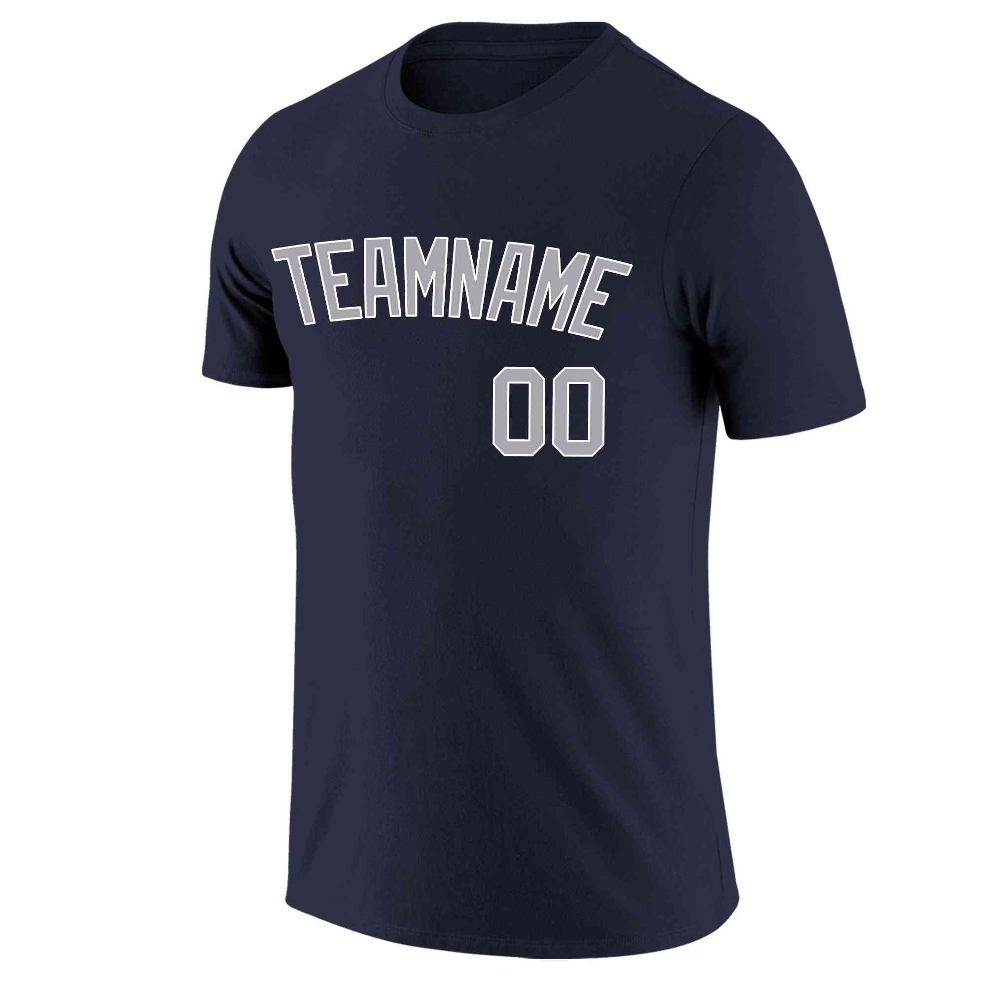 Custom Navy Gray-White Classic Style Crew neck T-Shirts Full Sublimated Main image