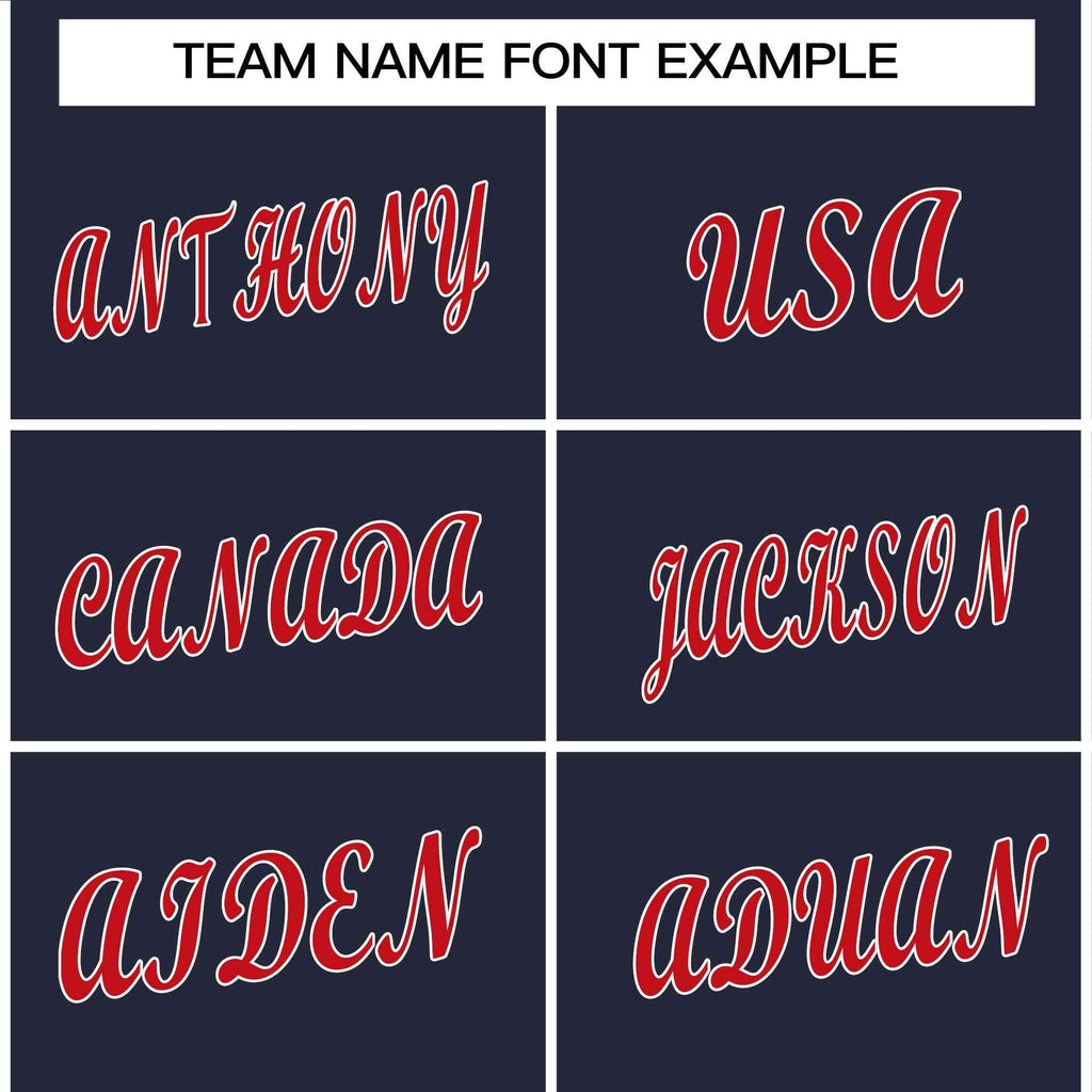 Custom Navy Red-White Classic Style Crew neck T-Shirts Full Sublimated