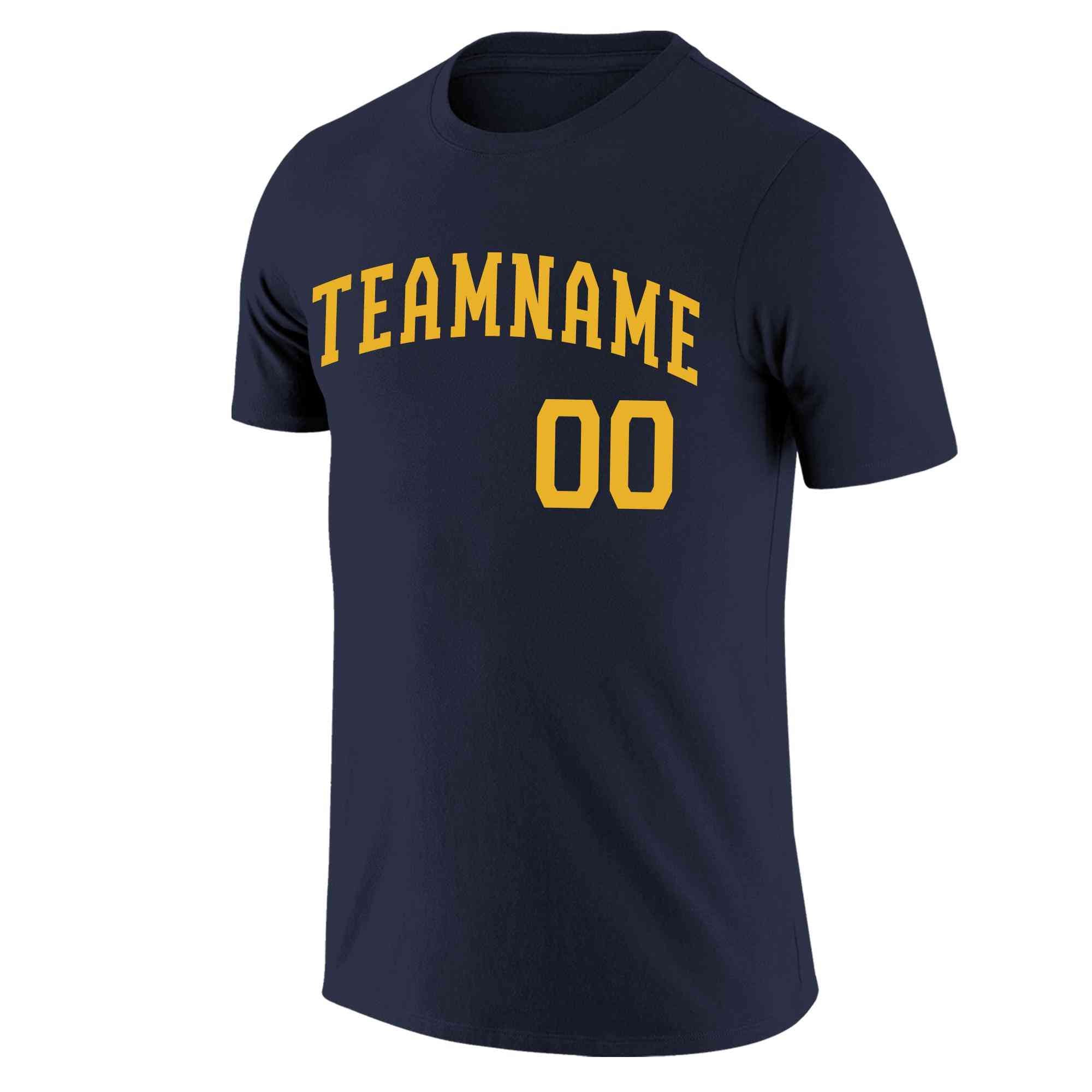Custom Navy Yellow Classic Style Crew neck T-Shirts Full Sublimated Main image