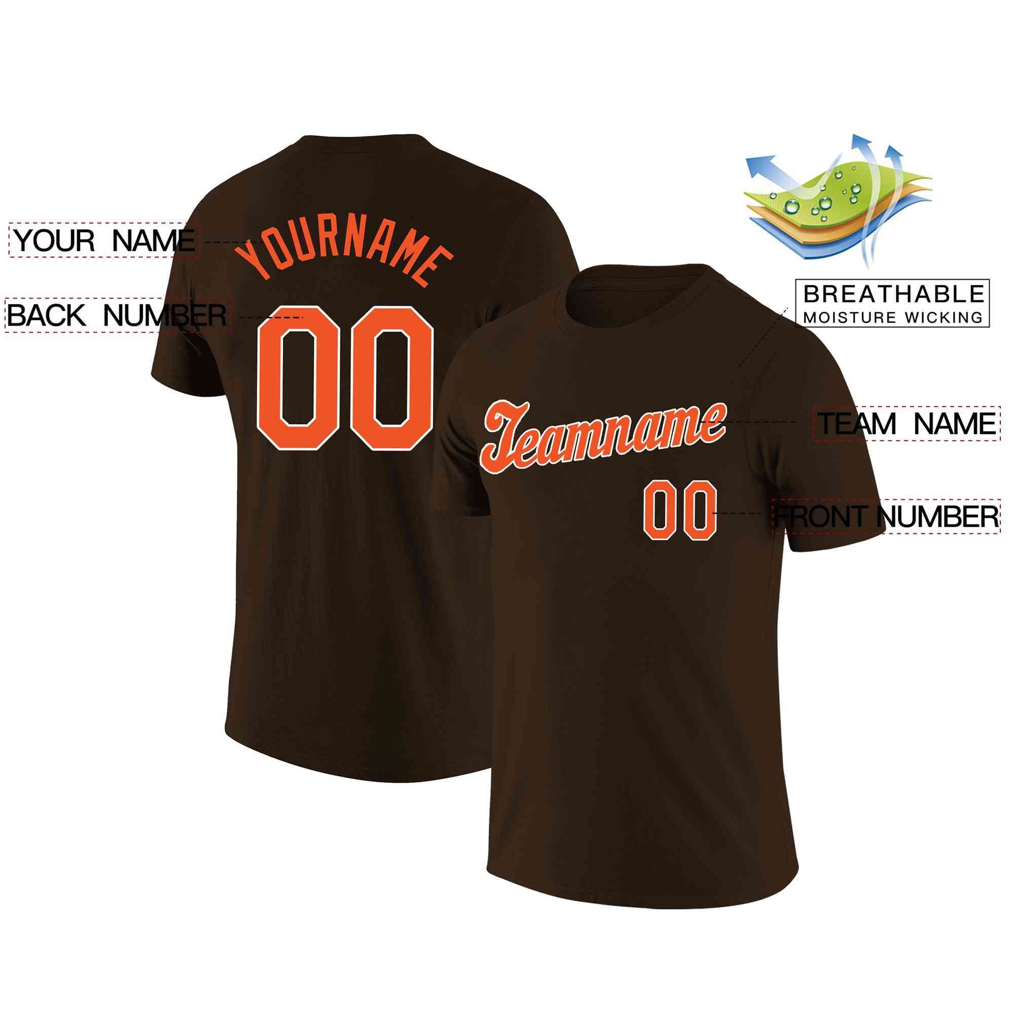 Custom Brown Orange-White Classic Style Crew neck T-Shirts Full Sublimated Secondary image