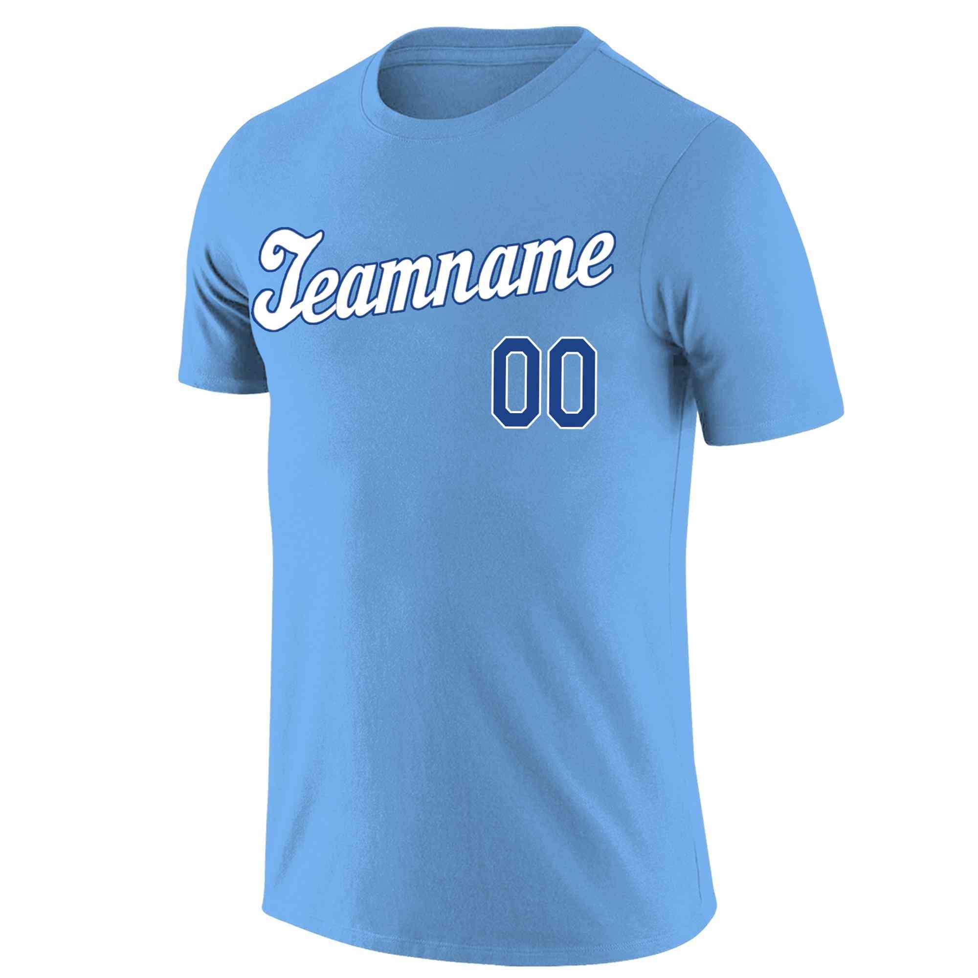 Custom Light Blue White-Royal Classic Style Crew neck T-Shirts Full Sublimated Main image