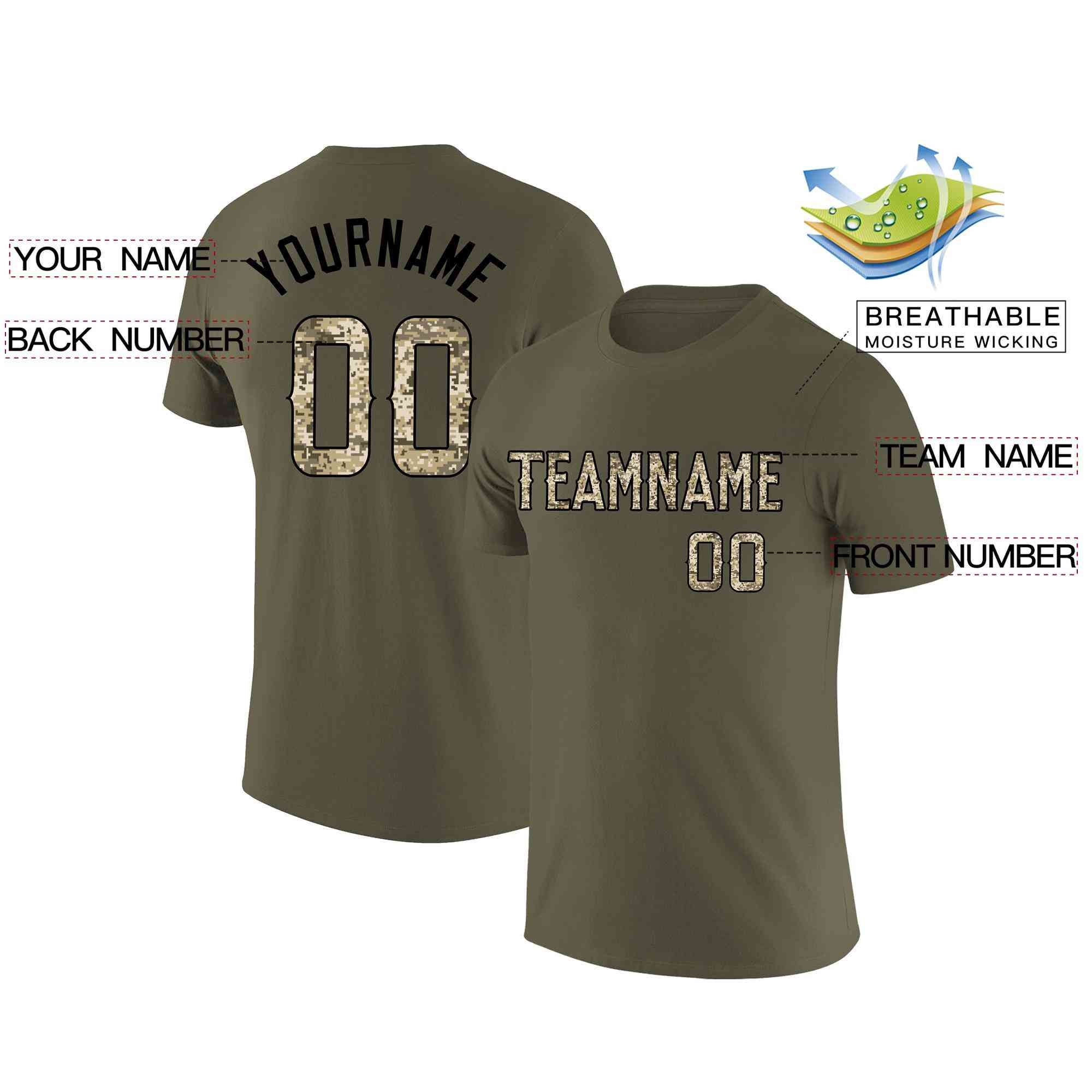 Custom Olive camo Classic Style Crew neck T-Shirts Full Sublimated Secondary image