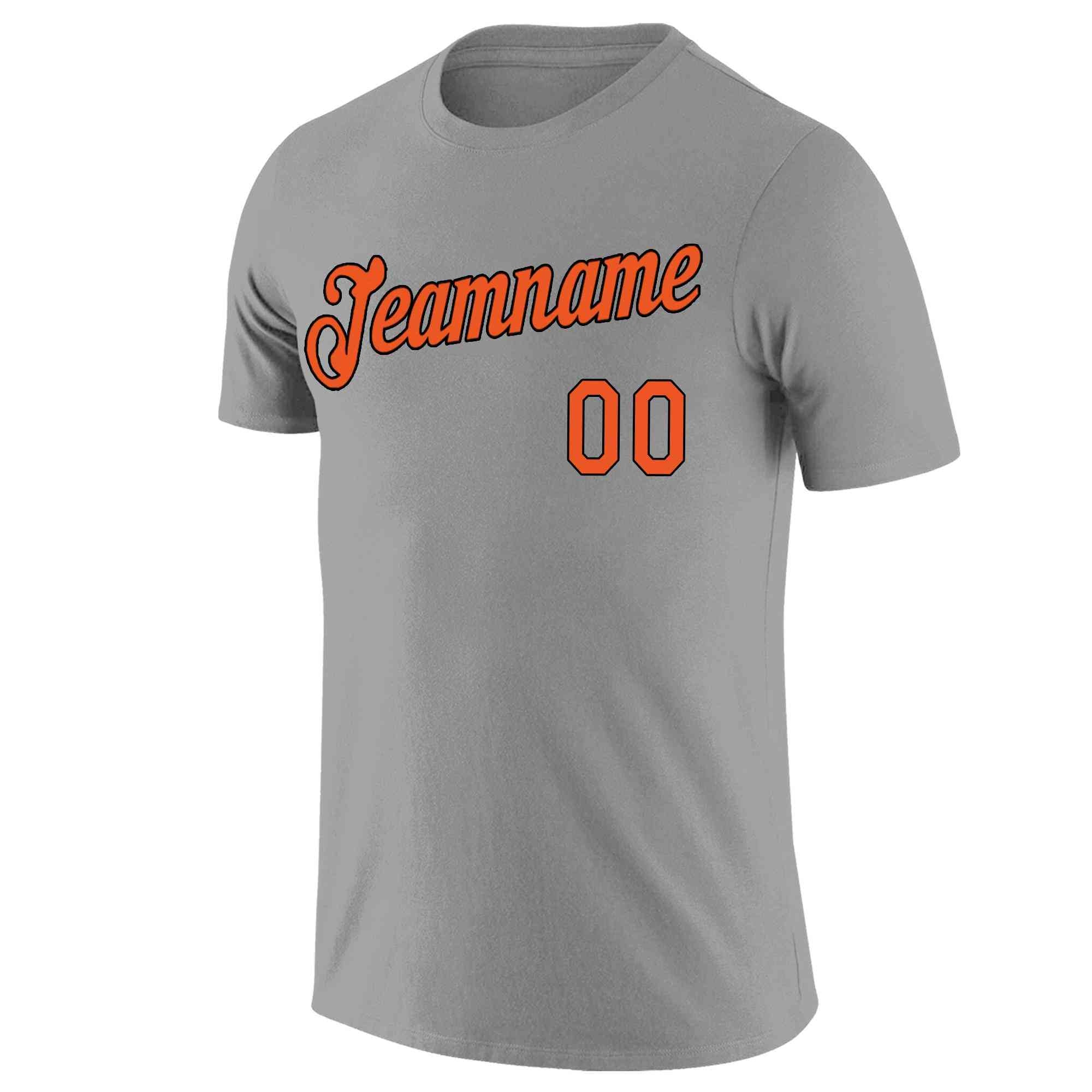 Custom Gray Orange-Black Classic Style Crew neck T-Shirts Full Sublimated Main image