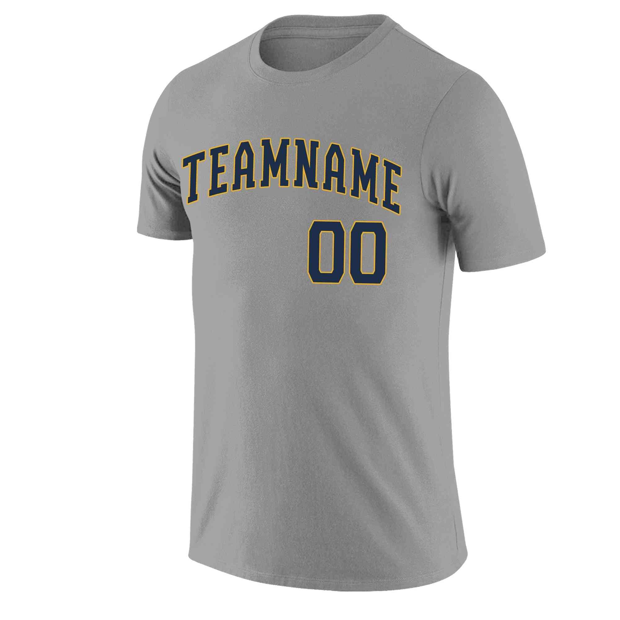 Custom Gray Navy-Yellow Classic Style Crew neck T-Shirts Full Sublimated Main image