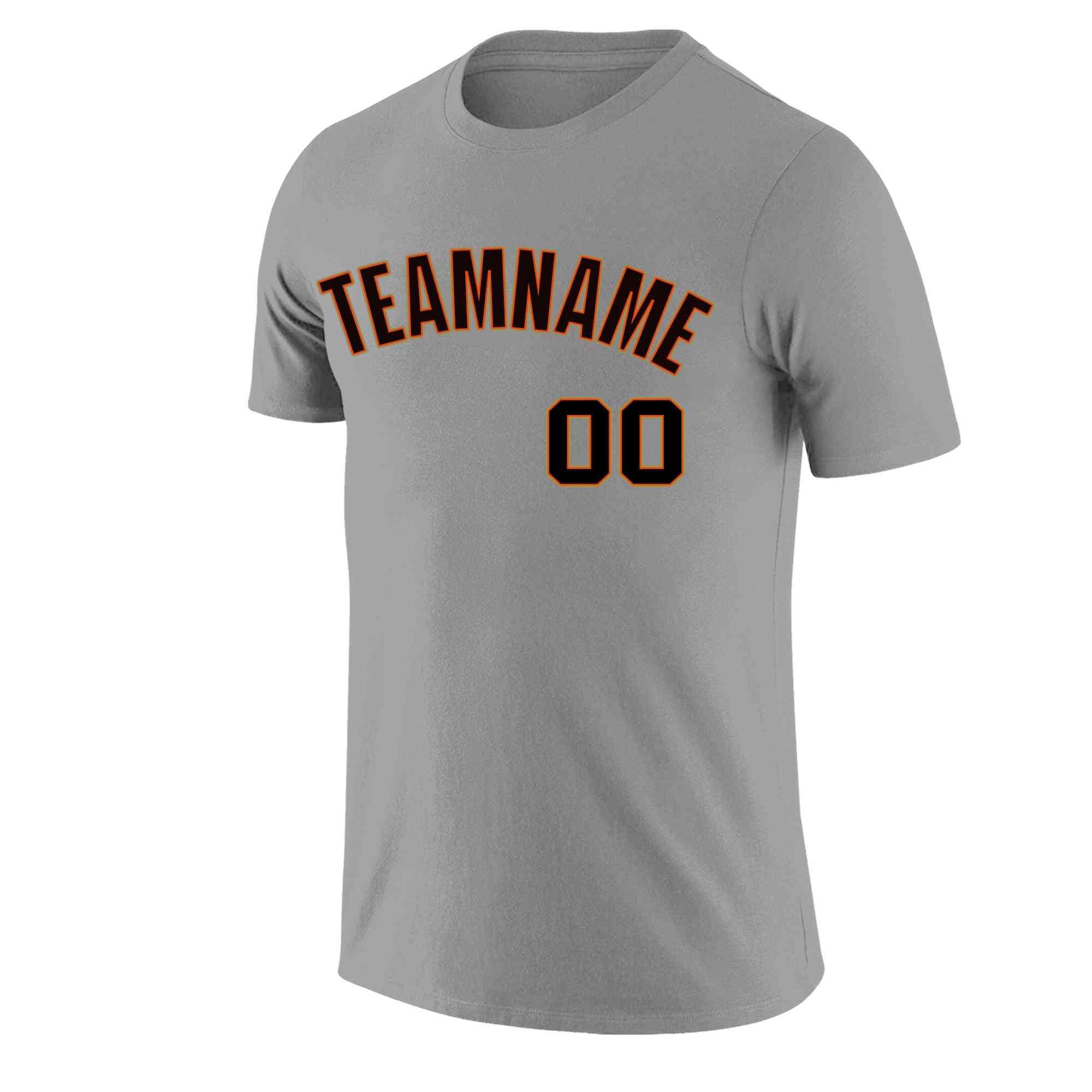 Custom Gray Black-Orange Classic Style Crew neck T-Shirts Full Sublimated Main image