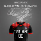 Custom Black Red Soft Training Uniform Soccer Sets Jersey