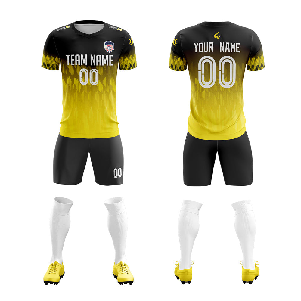 Custom Yellow Black Quick Dry Training Uniform Soccer Sets Jersey Main image