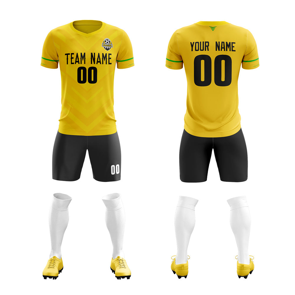 Custom Yellow Black Training Uniform Soccer Sets Jersey Main image