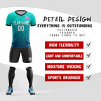 Custom Light Green Black-White Sport Soccer Sets Jersey