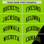 Custom Neon Green Black Color Block Varsity Full-Zip Letterman Wave Jacket Hoodie