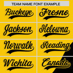 Custom Gold Black Color Block Varsity Full-Zip Letterman Wave Jacket Hoodie