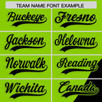 Custom Neon Green Black Color Block Varsity Full-Zip Letterman Wave Jacket Hoodie