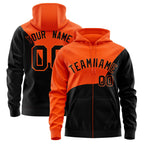 Custom Orange Black Color Block Varsity Full-Zip Letterman Wave Jacket Hoodie