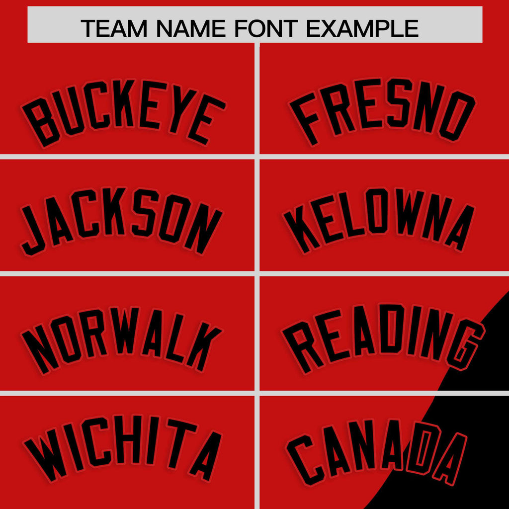 Custom Red Black Color Block Varsity Full-Zip Letterman Wave Jacket Hoodie