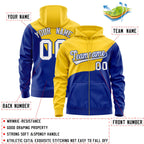 Custom Gold Royal Color Block Varsity Full-Zip Letterman Wave Jacket Hoodie