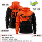 Custom Orange Black Color Block Varsity Full-Zip Letterman Wave Jacket Hoodie
