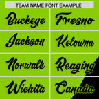 Custom Neon Green Black Color Block Varsity Full-Zip Letterman Wave Jacket Hoodie