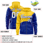 Custom Gold Royal Color Block Varsity Full-Zip Letterman Wave Jacket Hoodie