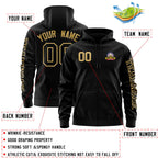 Custom Black Old Gold Varsity Full-Zip Letterman Classic Jacket Hoodie