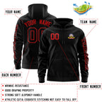 Custom Black Red Varsity Full-Zip Letterman Classic Jacket Hoodie