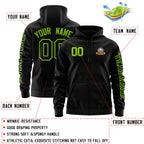 Custom Black Neon Green Varsity Full-Zip Letterman Classic Jacket Hoodie
